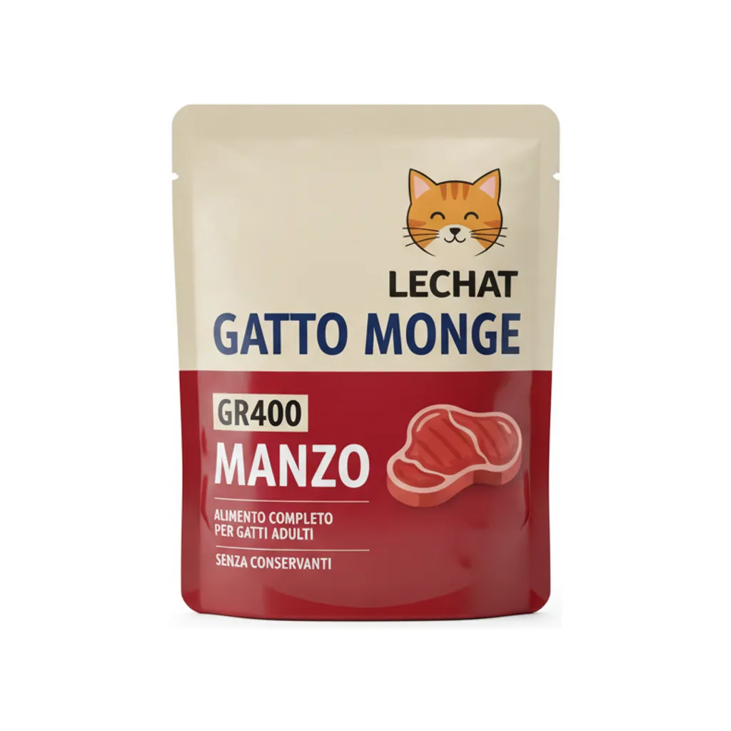 PET FOOD LECHAT GATTO MONGE GR400 MANZO